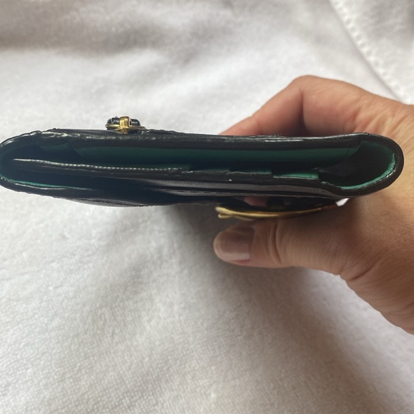 Beautiful black and Tiffany blue leather coach trifold wallet - Picture 11 of 13